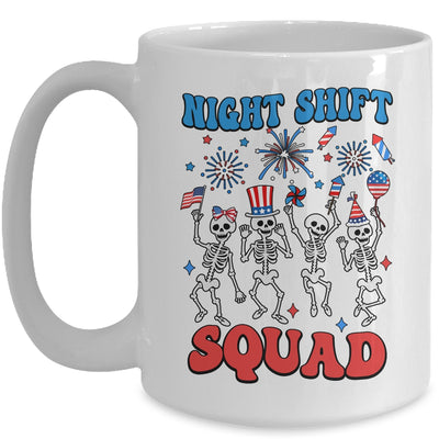 Night Shift Nurse 4th Of July Skeletons Night Shift Squad Mug | siriusteestore
