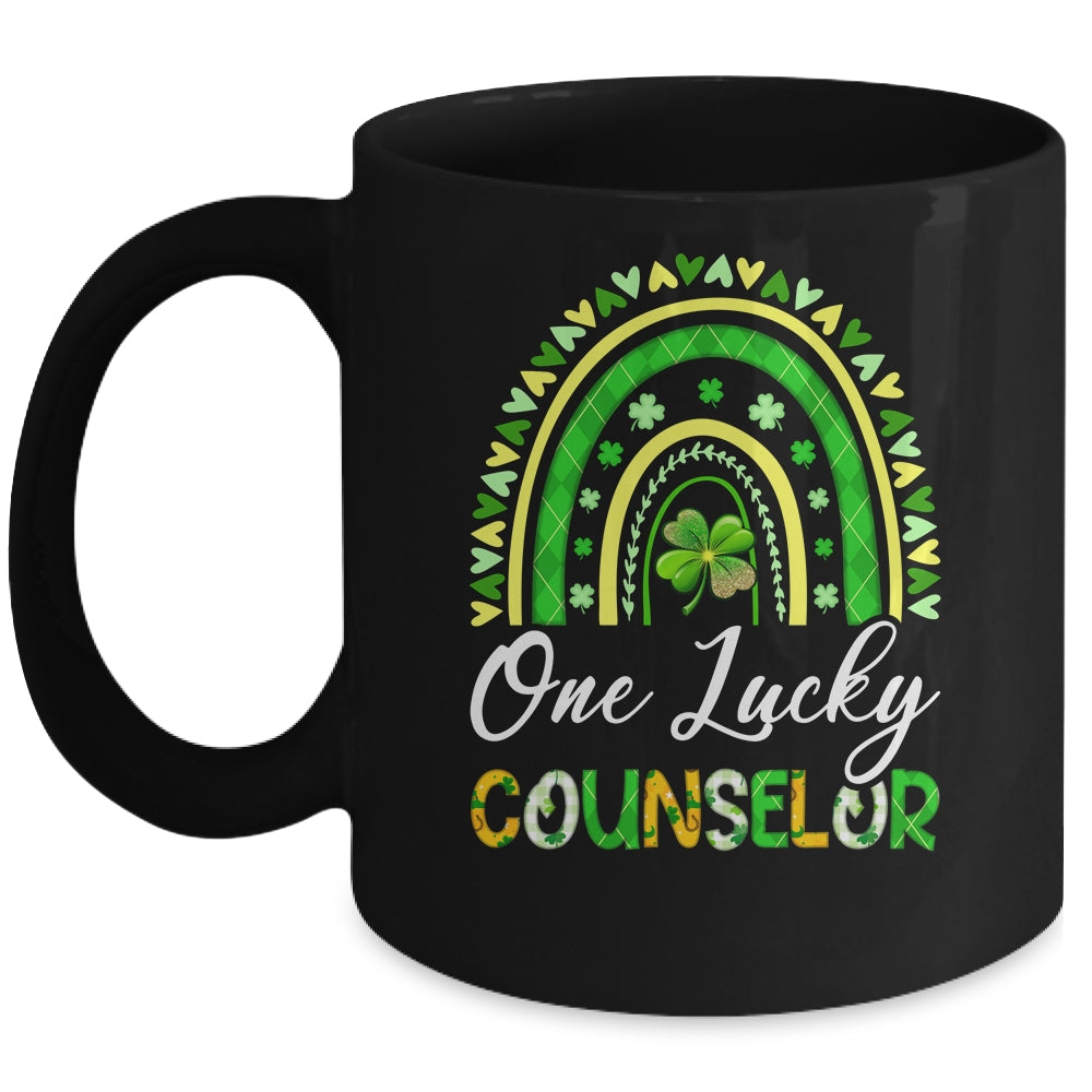 One Lucky Counselor St Patricks Day Rainbow Leopard Shamrock Mug | siriusteestore