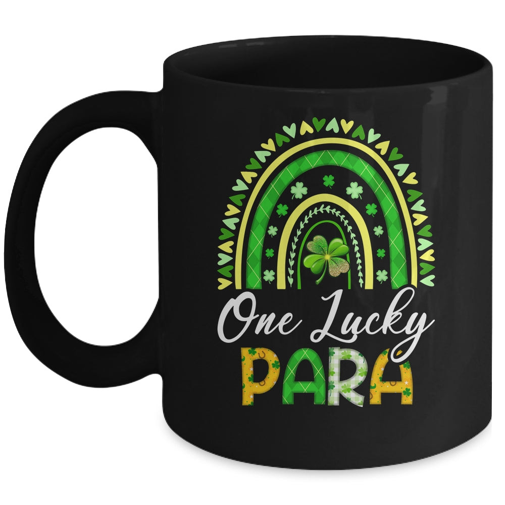 One Lucky Para St Patricks Day Cute Rainbow Leopard Shamrock Mug | siriusteestore