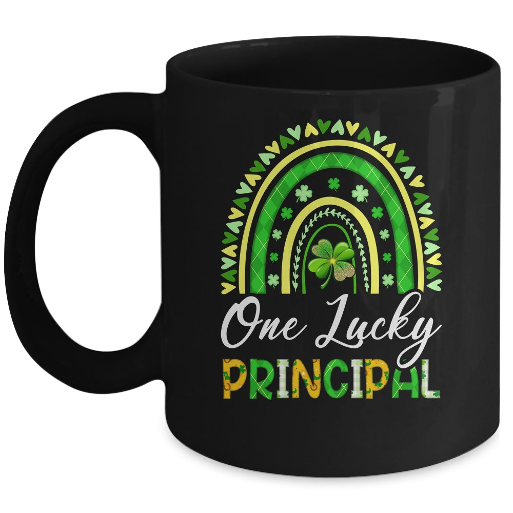 One Lucky Principal St Patricks Day Rainbow Leopard Shamrock Mug | siriusteestore