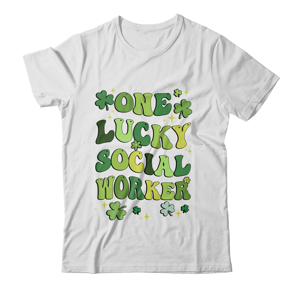One Lucky Social Worker St Patricks Day Groovy Retro Shamrock Shirt & Hoodie | siriusteestore
