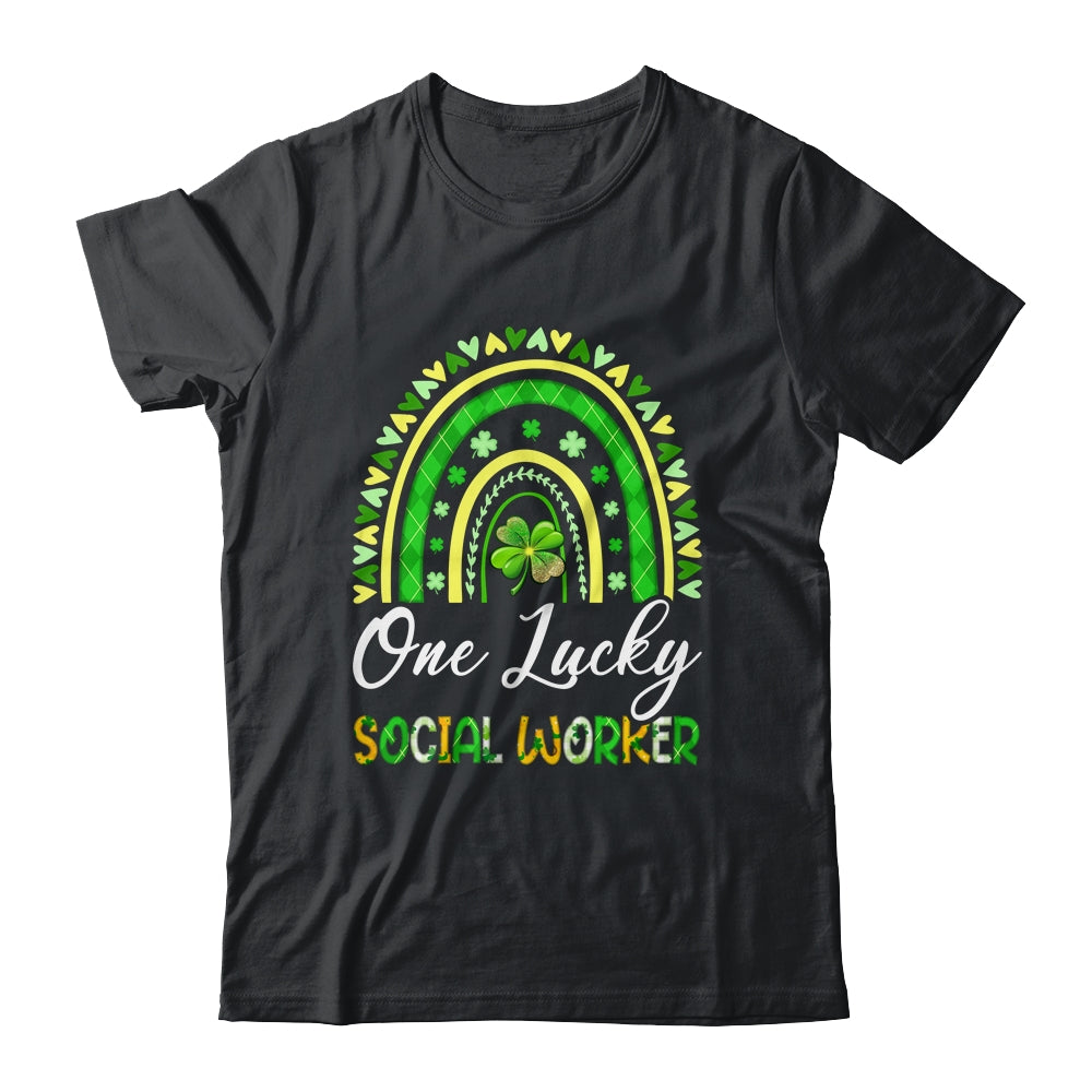 One Lucky Social Worker St Patricks Day Rainbow Leopard Shamrock Shirt & Hoodie | siriusteestore