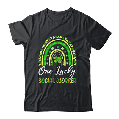 One Lucky Social Worker St Patricks Day Rainbow Leopard Shamrock Shirt & Hoodie | siriusteestore