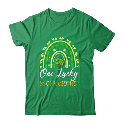 One Lucky Social Worker St Patricks Day Rainbow Leopard Shamrock Shirt & Hoodie | siriusteestore