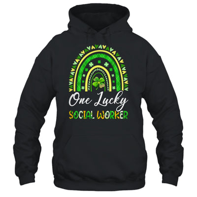 One Lucky Social Worker St Patricks Day Rainbow Leopard Shamrock Shirt & Hoodie | siriusteestore