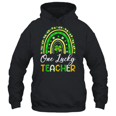 One Lucky Teacher St Patricks Day Rainbow Leopard Shamrock Shirt & Hoodie | siriusteestore