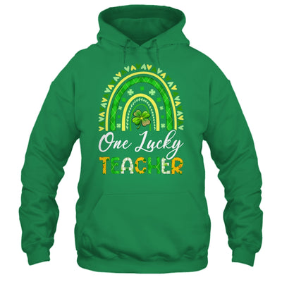 One Lucky Teacher St Patricks Day Rainbow Leopard Shamrock Shirt & Hoodie | siriusteestore