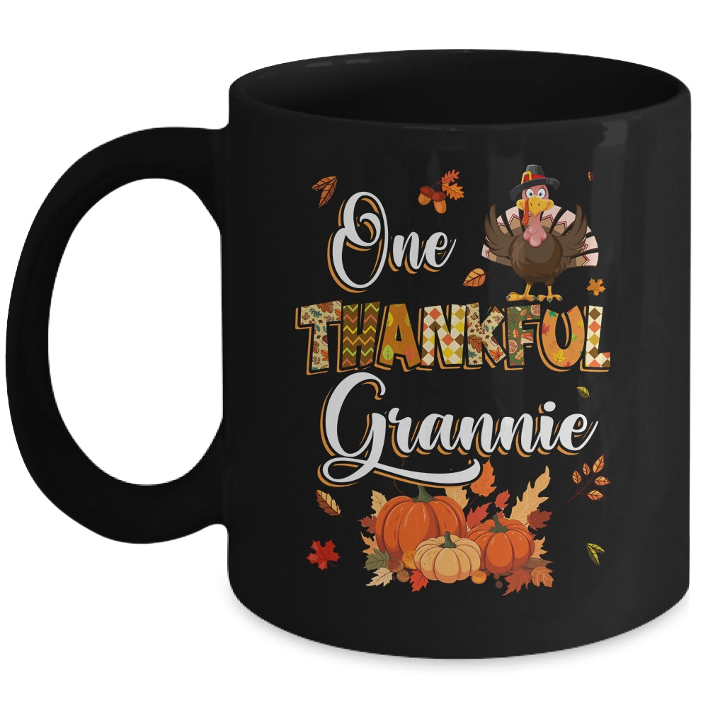 One Thankful Grannie Fall Leaves Autumn Grandma Thanksgiving Mug | siriusteestore