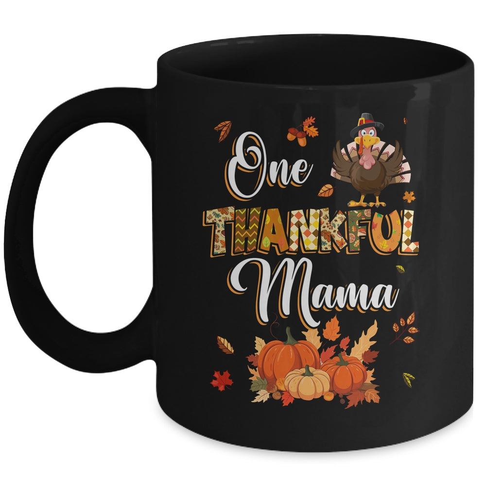 One Thankful Mama Fall Leaves Autumn Grandma Thanksgiving Mug | siriusteestore