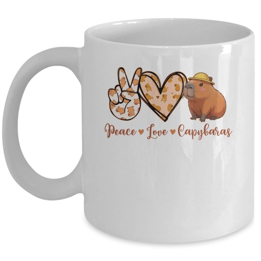 Peace Love Capybara Meme Capy Lover Kawaii Amine Kids Youth Mug | siriusteestore