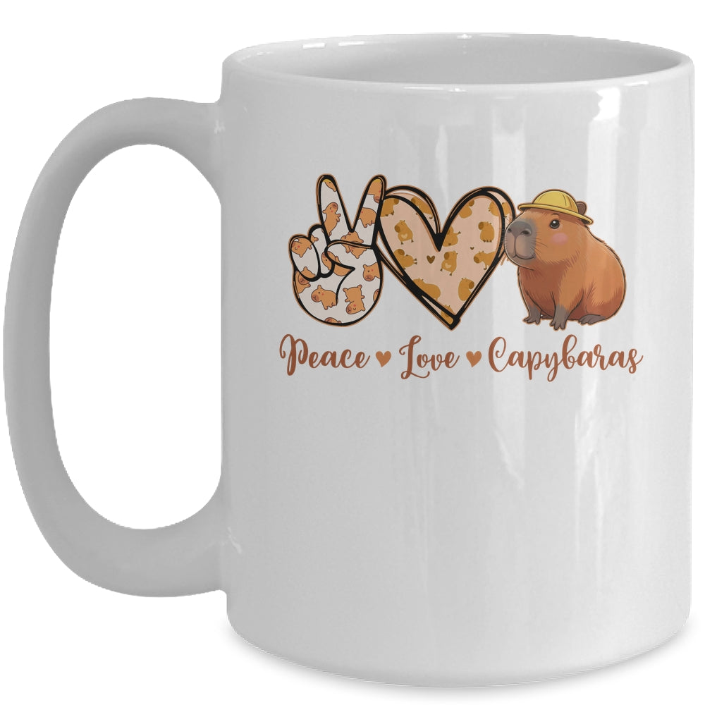 Peace Love Capybara Meme Capy Lover Kawaii Amine Kids Youth Mug | siriusteestore