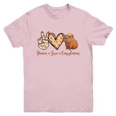 Peace Love Capybara Meme Capy Lover Kawaii Amine Kids Youth Youth Shirt | siriusteestore