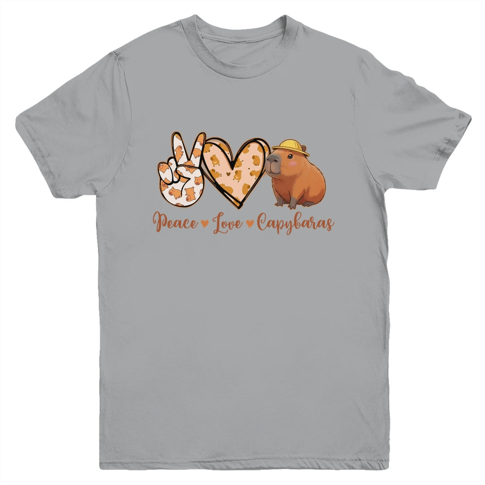Peace Love Capybara Meme Capy Lover Kawaii Amine Kids Youth Youth Shirt | siriusteestore