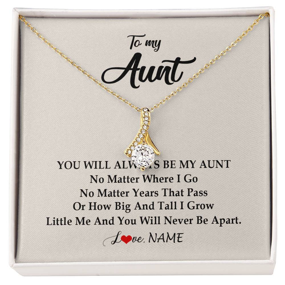 Alluring Beauty Necklace 18K Yellow Gold Finish | Personalized Aunt Necklace From Niece Nephew You Will Always Be My Aunt Birthday Mothers Day Christmas Customized Gift Box Message Card | siriusteestore