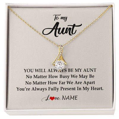 Alluring Beauty Necklace 18K Yellow Gold Finish | Personalized Aunt Necklace From Niece Nephew You're Always In My Heart Aunt Birthday Mothers Day Christmas Jewelry Pendant Customized Gift Box Message Card | siriusteestore