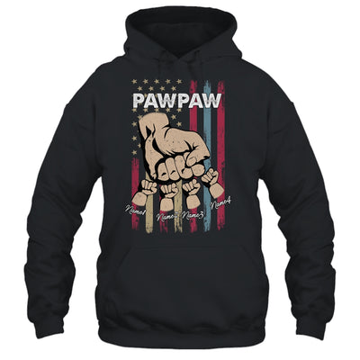 Personalized Awesome Pawpaw Grandkids With Name Custom Hands Fist Bump Flag Fathers Day Birthday Christmas Shirt & Hoodie | siriusteestore