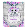 Personalized Baby Blanket Monogram Purple Floral Elephant Custom Nursery Swadding Boy Girl with Name Daughter Granddaughter Niece Birthday Fleece Blanket | siriusteestore