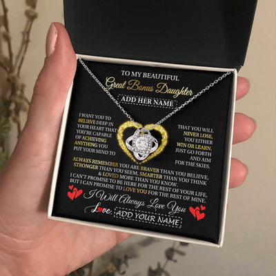 Love Knot Necklace 14K White Gold Finish | 2 | Personalized Beautiful Gift For Bonus Daughter From Step Mom Dad Graduation Necklace Great Stepdaughter Gifts Birthday Christmas Custom Gift Box Message Card | siriusteestore