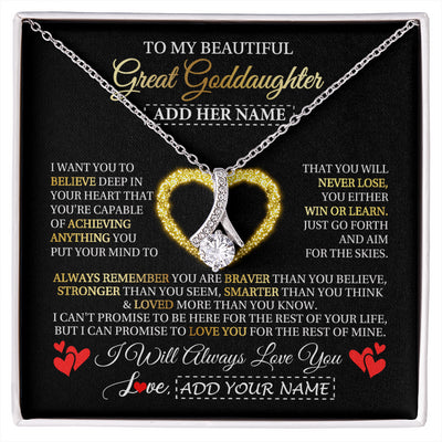 Alluring Beauty Necklace 14K White Gold Finish | 1 | Personalized Beautiful Gift For Goddaughter From Godmother Graduation Necklace Great Goddaughter Gifts Birthday Christmas Customized Gift Box Message Card | siriusteestore