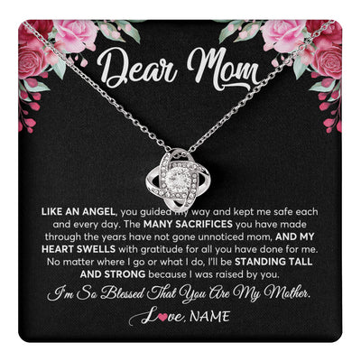Love Knot Necklace 14K White Gold Finish | 1 | Personalized Dear Mom Necklace From Daughter Son Like An Angel Mom Mothers Day Women Birthday Thanksgiving Christmas Jewelry Customized Gift Box Message Card | siriusteestore
