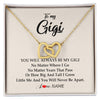 Interlocking Hearts Necklace 18K Yellow Gold Finish | Personalized Gigi Necklace From Grandkids Granddaughter Grandson You Will Always Be My Gigi Birthday Mothers Day Christmas Customized Gift Box Message Card | siriusteestore