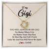 Love Knot Necklace 18K Yellow Gold Finish | Personalized Gigi Necklace From Grandkids Granddaughter Grandson You Will Always Be My Gigi Birthday Mothers Day Christmas Customized Gift Box Message Card | siriusteestore