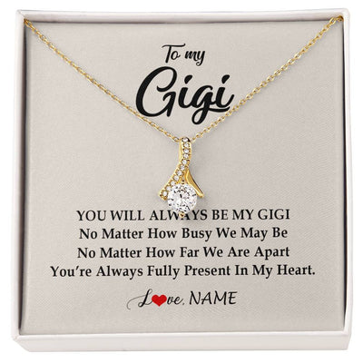Alluring Beauty Necklace 18K Yellow Gold Finish | Personalized Gigi Necklace From Grandkids Granddaughter Grandson You're Always In My Heart Gigi Birthday Mothers Day Christmas Customized Gift Box Message Card | siriusteestore