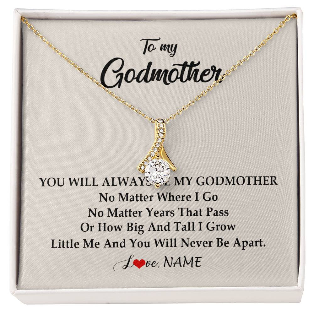 Alluring Beauty Necklace 18K Yellow Gold Finish | Personalized Godmother Necklace From Goddaughter Niece You Will Always Be My Godmother Birthday Mothers Day Christmas Customized Gift Box Message Card | siriusteestore