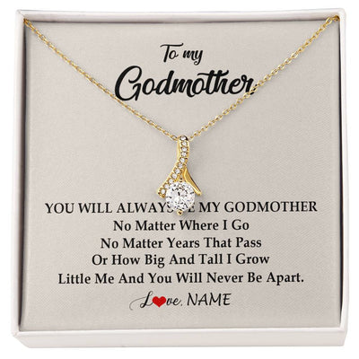 Alluring Beauty Necklace 18K Yellow Gold Finish | Personalized Godmother Necklace From Goddaughter Niece You Will Always Be My Godmother Birthday Mothers Day Christmas Customized Gift Box Message Card | siriusteestore