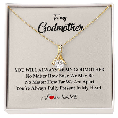Alluring Beauty Necklace 18K Yellow Gold Finish | Personalized Godmother Necklace From Goddaughter Niece You're Always In My Heart Godmother Birthday Mothers Day Christmas Customized Gift Box Message Card | siriusteestore