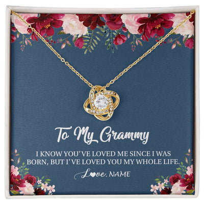 Love Knot Necklace 18K Yellow Gold Finish | Personalized Grammy Necklace From Grandkids Granddaughter Grandson I've Loved You My Whole Life Floral Grammy Birthday Mothers Day Christmas Customized Message Card | siriusteestore
