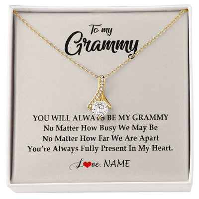 Alluring Beauty Necklace 18K Yellow Gold Finish | Personalized Grammy Necklace From Grandkids Granddaughter Grandson You're Always In My Heart Grammy Birthday Mothers Day Customized Gift Box Message Card | siriusteestore