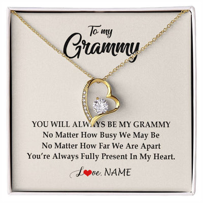 Forever Love Necklace 18K Yellow Gold Finish | Personalized Grammy Necklace From Grandkids Granddaughter Grandson You're Always In My Heart Grammy Birthday Mothers Day Customized Gift Box Message Card | siriusteestore