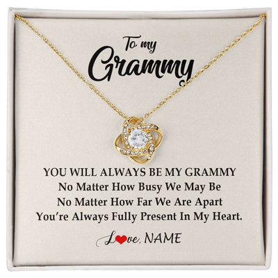 Love Knot Necklace 18K Yellow Gold Finish | Personalized Grammy Necklace From Grandkids Granddaughter Grandson You're Always In My Heart Grammy Birthday Mothers Day Customized Gift Box Message Card | siriusteestore