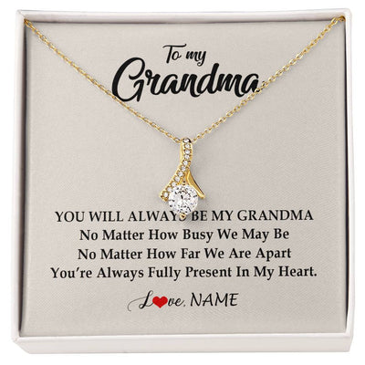 Alluring Beauty Necklace 18K Yellow Gold Finish | Personalized Grandma Necklace From Grandkids Granddaughter Grandson You're Always In My Heart Grandma Birthday Mothers Day Customized Gift Box Message Card | siriusteestore