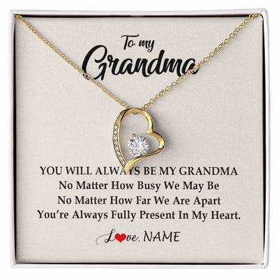 Forever Love Necklace 18K Yellow Gold Finish | Personalized Grandma Necklace From Grandkids Granddaughter Grandson You're Always In My Heart Grandma Birthday Mothers Day Customized Gift Box Message Card | siriusteestore