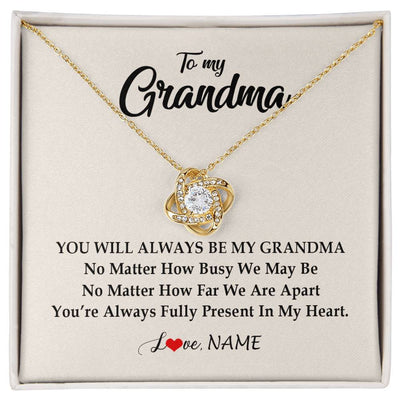 Love Knot Necklace 18K Yellow Gold Finish | Personalized Grandma Necklace From Grandkids Granddaughter Grandson You're Always In My Heart Grandma Birthday Mothers Day Customized Gift Box Message Card | siriusteestore
