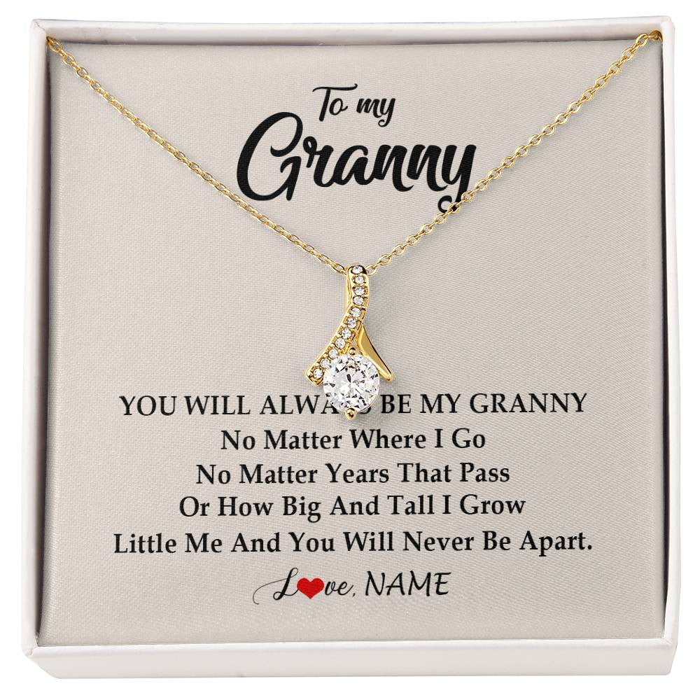 Alluring Beauty Necklace 18K Yellow Gold Finish | Personalized Granny Necklace From Grandkids Granddaughter Grandson You Will Always Be My Granny Birthday Mothers Day Christmas Customized Gift Box Message Card | siriusteestore