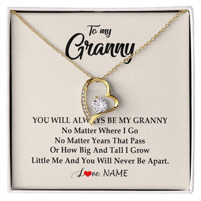 Forever Love Necklace 18K Yellow Gold Finish | Personalized Granny Necklace From Grandkids Granddaughter Grandson You Will Always Be My Granny Birthday Mothers Day Christmas Customized Gift Box Message Card | siriusteestore