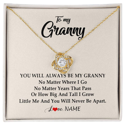 Love Knot Necklace 18K Yellow Gold Finish | Personalized Granny Necklace From Grandkids Granddaughter Grandson You Will Always Be My Granny Birthday Mothers Day Christmas Customized Gift Box Message Card | siriusteestore