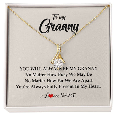 Alluring Beauty Necklace 18K Yellow Gold Finish | Personalized Granny Necklace From Grandkids Granddaughter Grandson You're Always In My Heart Granny Birthday Mothers Day Customized Gift Box Message Card | siriusteestore