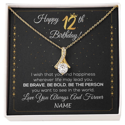 Alluring Beauty Necklace 18K Yellow Gold Finish | 1 | Personalized Happy 12th Birthday Necklace For Her Girls Daughter Niece Sister Goddaughter Granddaughter 12 Year Old Birthday Customized Gift Box Message Card | siriusteestore