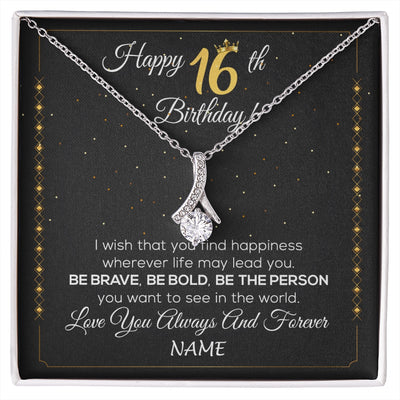 Alluring Beauty Necklace 14K White Gold Finish | 1 | Personalized Happy 16Th Birthday Necklace For Her Women Daughter Niece Sister Goddaughter Granddaughter 16 Year Old Birthday Customized Gift Box Message Card | siriusteestore.myshopify
