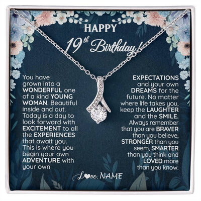 Alluring Beauty Necklace 14K White Gold Finish | 1 | Personalized Happy 19th Birthday Gifts Necklace Sweet Fifteen 19th Year Old Girl Birthday Gift Ideas For Her Daughter Niece Jewelry Gift Box Message Card | siriusteestore