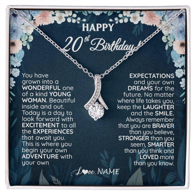 Alluring Beauty Necklace 14K White Gold Finish | 1 | Personalized Happy 20th Birthday Gifts Necklace Sweet Fifteen 20th Year Old Girl Birthday Gift Ideas For Her Daughter Niece Jewelry Gift Box Message Card | siriusteestore