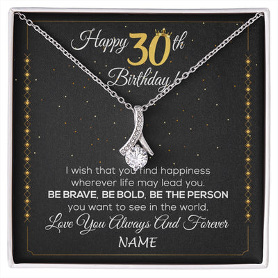 Alluring Beauty Necklace 14K White Gold Finish | 1 | Personalized Happy 30Th Birthday Necklace For Her Women Daughter Niece Sister Goddaughter Granddaughter 30 Year Old Birthday Customized Gift Box Message Card | siriusteestore.myshopify
