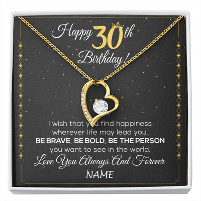 Forever Love Necklace 18K Yellow Gold Finish | 1 | Personalized Happy 30Th Birthday Necklace For Her Women Daughter Niece Sister Goddaughter Granddaughter 30 Year Old Birthday Customized Gift Box Message Card | siriusteestore.myshopify