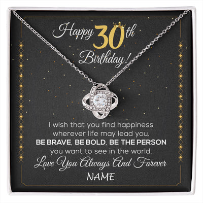 Love Knot Necklace 14K White Gold Finish | 1 | Personalized Happy 30Th Birthday Necklace For Her Women Daughter Niece Sister Goddaughter Granddaughter 30 Year Old Birthday Customized Gift Box Message Card | siriusteestore.myshopify