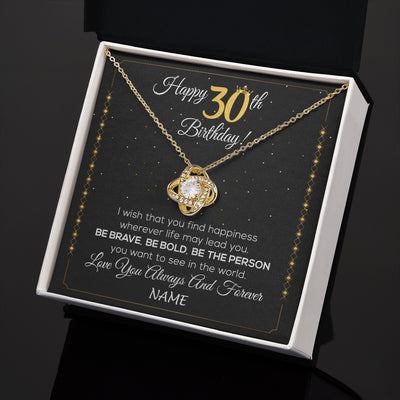 Love Knot Necklace 18K Yellow Gold Finish | 2 | Personalized Happy 30Th Birthday Necklace For Her Women Daughter Niece Sister Goddaughter Granddaughter 30 Year Old Birthday Customized Gift Box Message Card | siriusteestore.myshopify