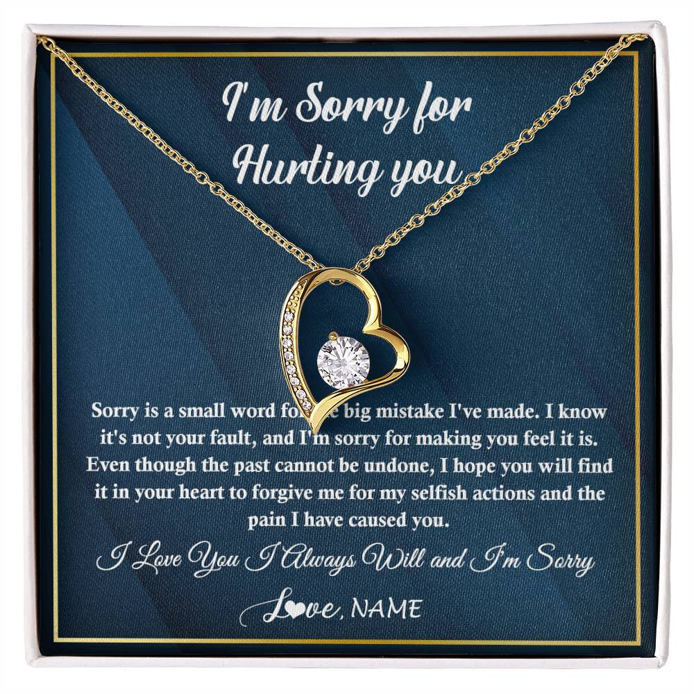 Forever Love Necklace 18K Yellow Gold Finish | 1 | Personalized I'M Sorry Apology Necklace For Wife Girlfriend Forgive Me Sorry Gift Friend Partner Apology Pendant Jewelry Customized Gift Box Message Card | siriusteestore